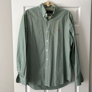 Ralph Lauren green gingham button down shirt